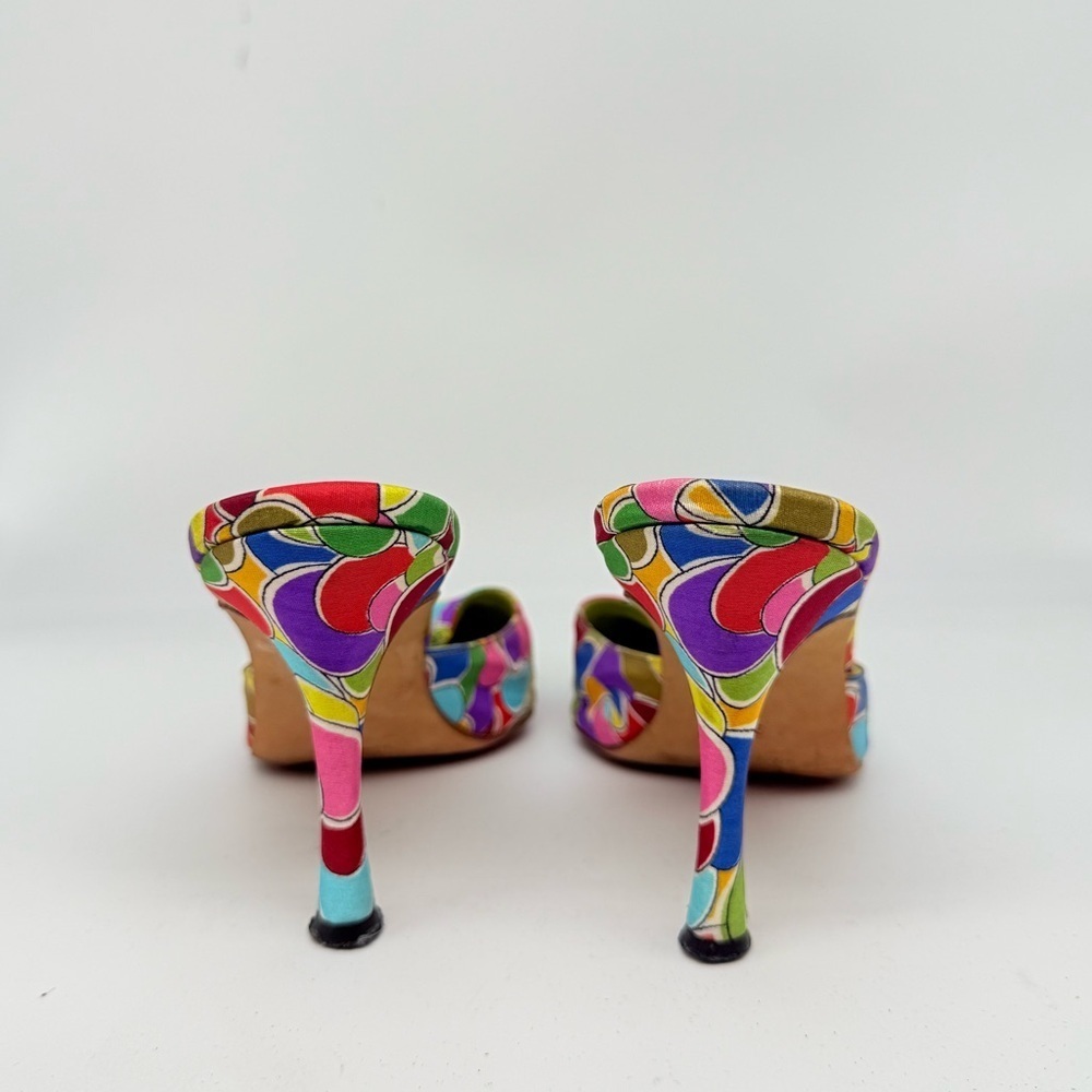 Manolo Blahnik Blue Green Multicolor Atomica Turquoise Buckle Mule pumps EU 37 - Picture 5 of 9